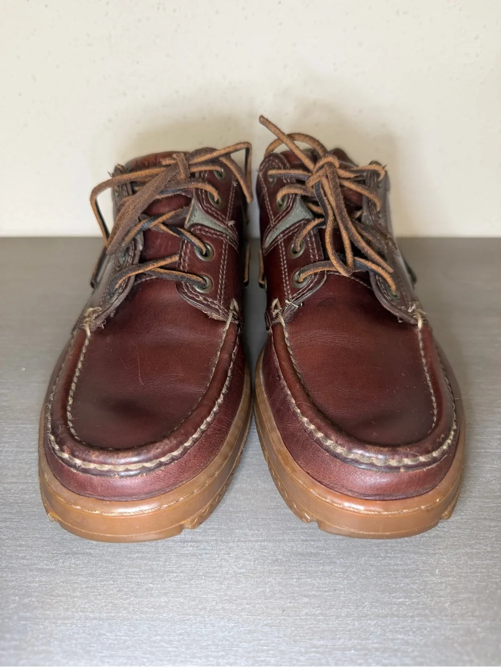 Vintage Timberland Rare USA Made Boat Shoes Burgundy Brown Leather Sz 7.5 M